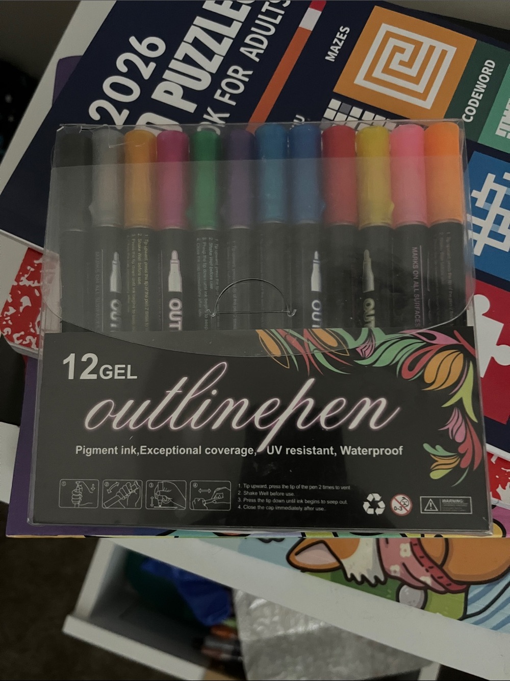 12 Gel Outline Pens - Multicolor Set